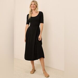 New Pact Organic Scoop Neck Fit N Flare Dress